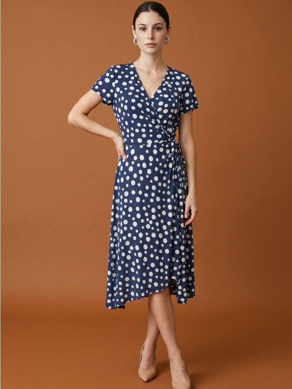 Perceptions New york Polka Dot Midi Dress - Navy